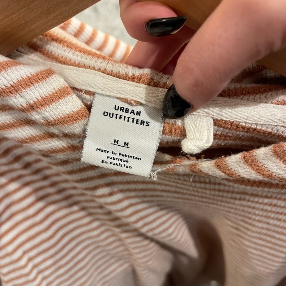 Urban Outfitters Tan and Cream Striped Hoodie - Picture 3 of 4